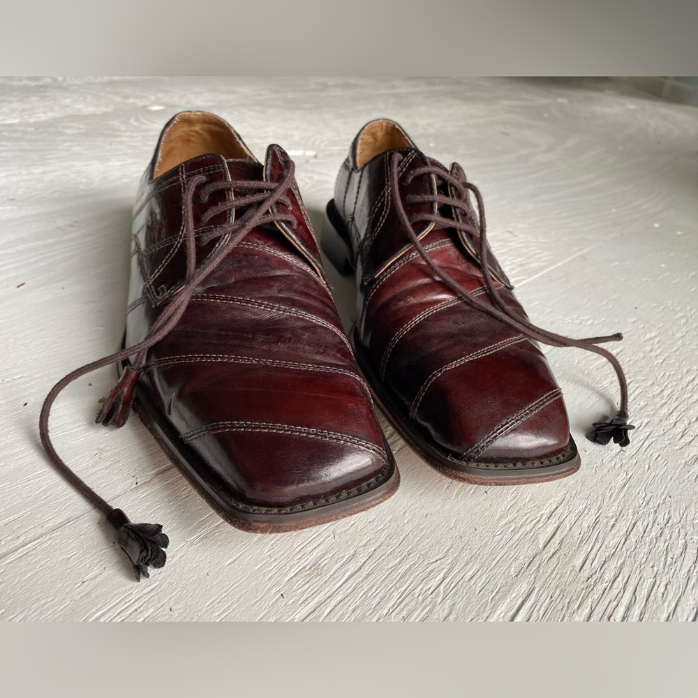 Giorgio Brutini genuine EEL Skin Men’s Shoes size 8.5 M Brown Square Toe
